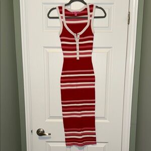 Betsey Johnson Red and White Striped Midi Dress